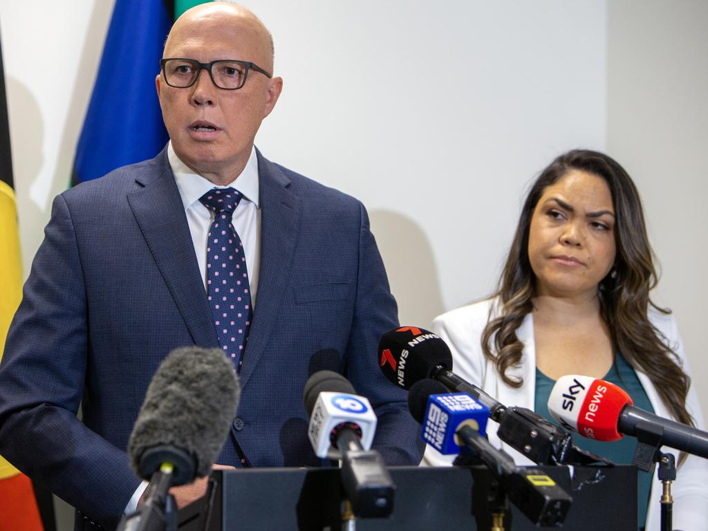 Federal Opposition Leader Peter Dutton, and Senator Jacinta Nampijinpa Price are opposed to the Voice referendum. Picture: NCA/NewsWire Emma Brasier