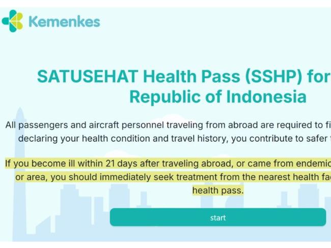 The new health card required to go to Bali.