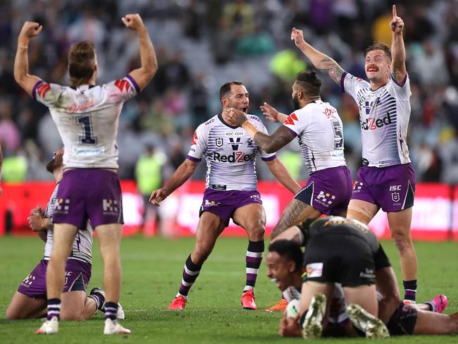 Cameron Smith and the Storm celebrate as 2020 Premiers. Picture: Mark Kolbe/Getty Images