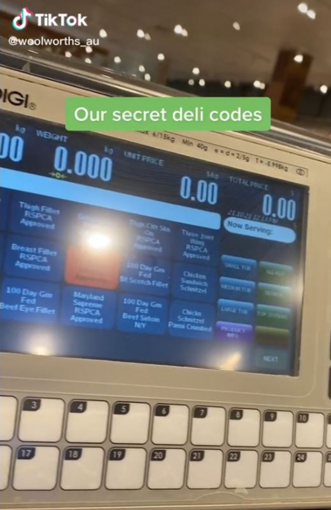 A Woolies worker has revealed the stores’ ‘secret’ deli code. Picture: TikTok/woolworths_au