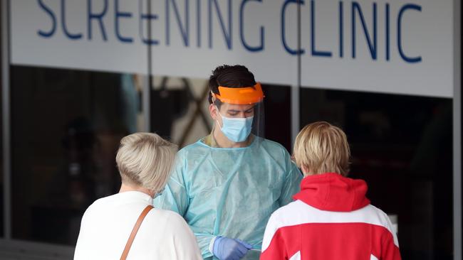 Testing at the Bendigo Hospital where a blitz on COVID-19 testing has begun during their stage 3 lockdown. Picture: NCA NewsWire / David Crosling