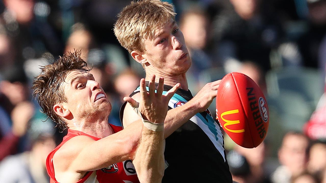 Swans co-captain Dane Rampe (left) believes the club’s senior players are responsible for ending the costly lapses. Picture: Getty Images
