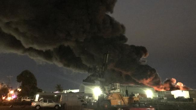 The factory fire in West Footscray. Picture: Josh Fagan