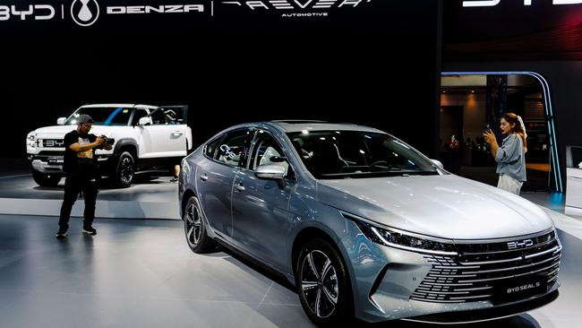 The BYD Seal 5 from Chinese electric vehicle (EV) manufacturer BYD is pictured at the 2025 Bangkok International Motor Show. Picture: Chanakarn Laosarakham / AFP