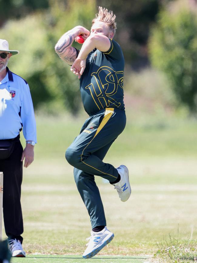 NMCA: Ryan Docherty bowling for Keon Park. Picture: George Sal