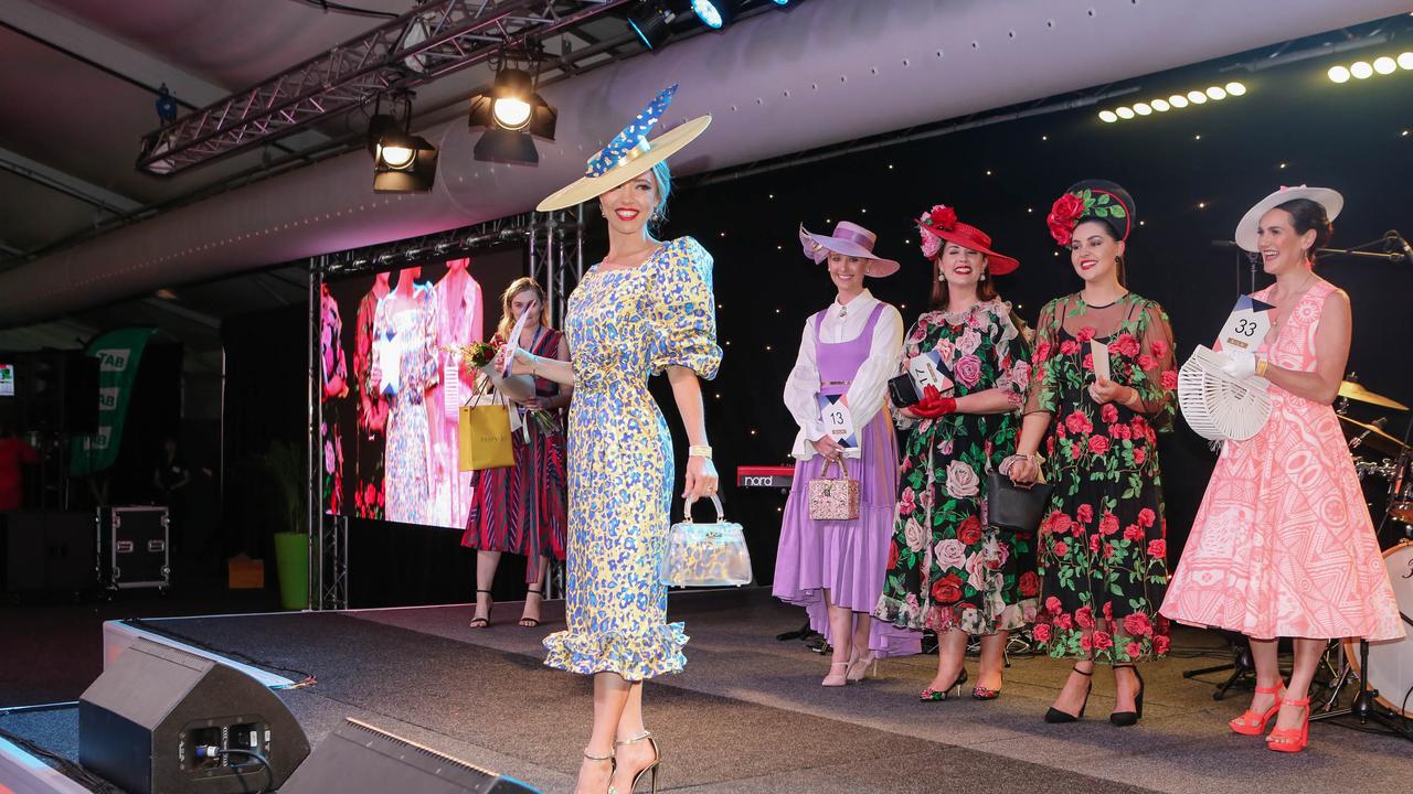 Tatiana Hoffman wins in Fashions on the Field at Bridge Toyota Ladies Day. Picture: GLENN CAMPBELL