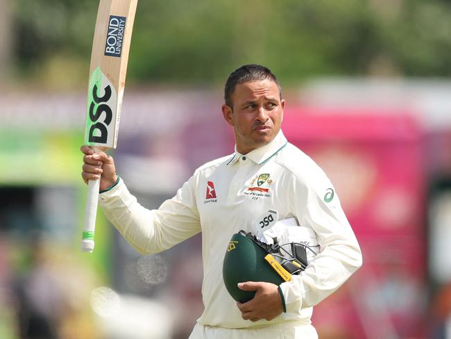 GALLE, SRI LANKA - JANUARY 30: Usman Khawaja of Australia walks off after he was dismissed for 232 runs during day two of the First Test match in the series between Sri Lanka and Australia at Galle International Stadium on January 30, 2025 in Galle, Sri Lanka.  (Photo by Robert Cianflone/Getty Images)