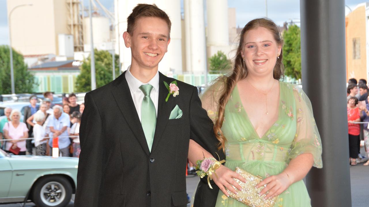 Toowoomba school formals. At the 2023 St Ursula's College formal is graduate Lucy Van Der Poel with her partner. Picture: Rhylea Millar