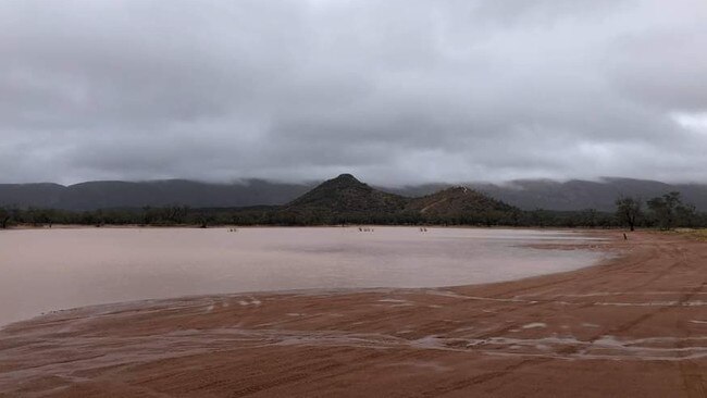 Rain at the Clay Pans, Alice Springs. PIC: Sarah Ingles