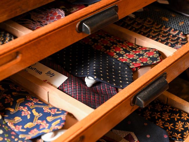 Ball and Chain’s extensive vintage tie collection. Picture: Penny Stephens