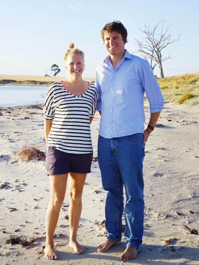 Alice Laing and her Tasmanian-born husband Sam Manson moved from London to run a solar-powered salt works on the East Coast.