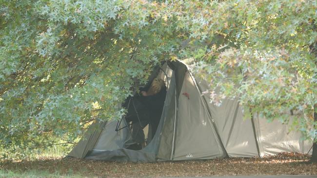 People sleeping in cars and tents in Enmore Park, Sydney. Picture: John Grainger