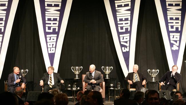 Peter Hafey, Scot Palmer, Tom Hafey, John Nix and Kevin Sheedy at a tribute night to Tom Hafey.