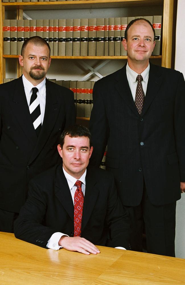 Michael Bosscher (L) with Peter Shields (centre) and Brendan Ryan. The other men have no involvement in the fraud case.