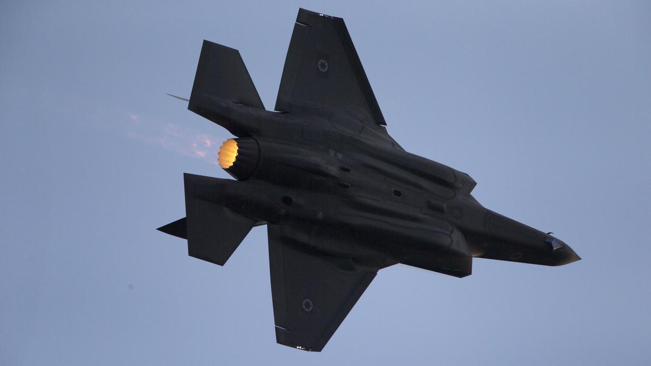 An Israeli Air Force F-35 plane performs during a graduation ceremony for new pilots in the Hatzerim Air Force Base near Beersheba, Israel. Picture: AP