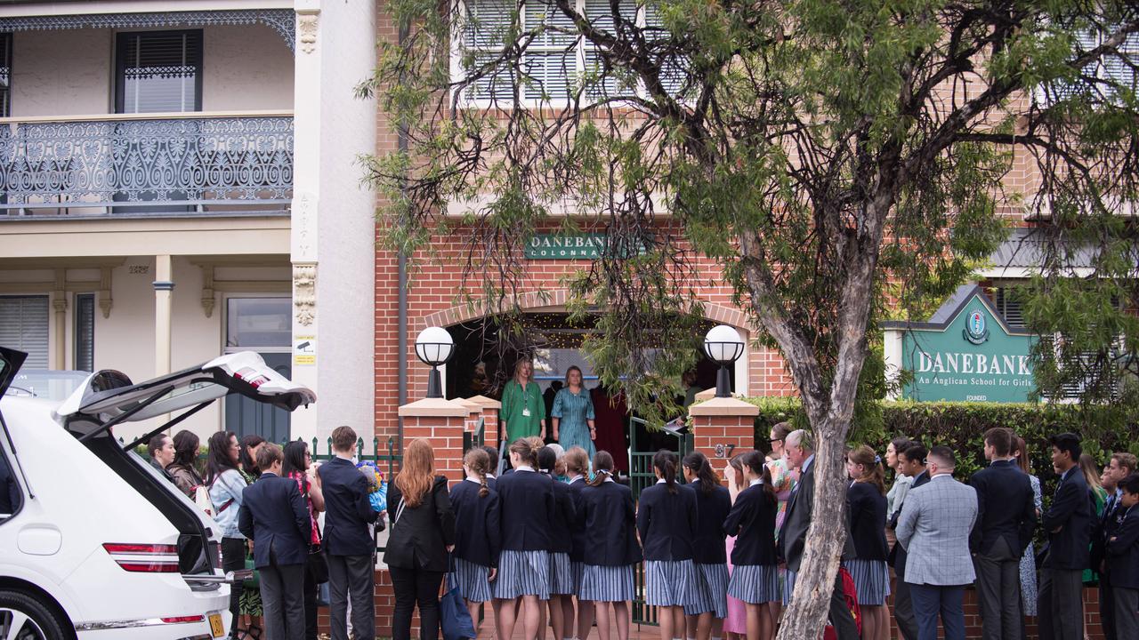 Students arrive for the funeral at Danebank College in Sydney. Picture: NCA NewsWire / Flavio Brancaleone