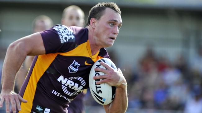 Nick Slyney during a trial match for the Broncos in 2013.