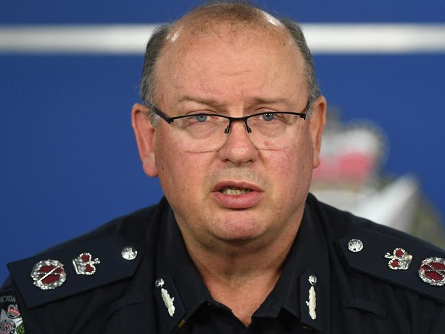 Victoria Police Chief Commissioner Graham Ashton speaks at the Victoria Police Centre in Melbourne, Saturday, November 10, 2018. Police and city officials were responding to the Bourke Street terrorist incident yesterday afternoon. (AAP Image/Julian Smith) NO ARCHIVING