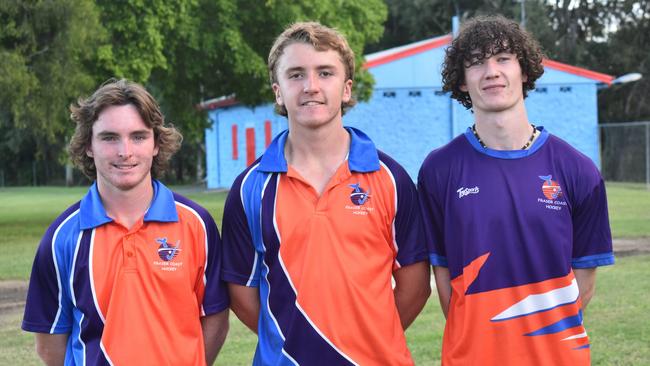 Fraser Coast players Jack Phillips, Jacob Wilson and Tyler Kenny at the Hockey Queensland under-18 menâ€™s state championships in Rockhampton from April 25 to 28, 2024.