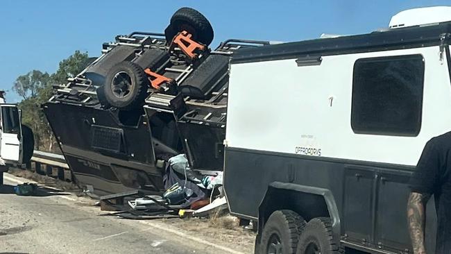 A man and woman were left with non-serious injuries following a Stuart Highway crash, 20km south of Pine Creek on Monday, May 27. Picture: Facebook