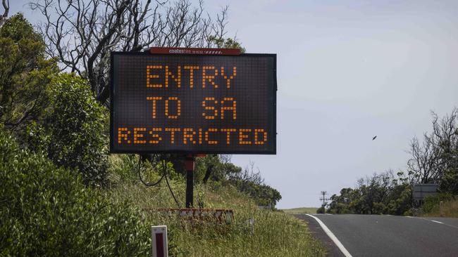 A sign at the border. Picture: Nicole Cleary