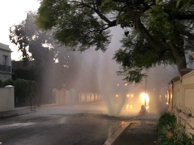 Burst Water main on Grove street , Unley Park  . Picture: supplied