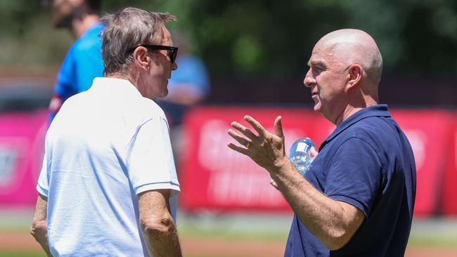 MELBOURNE, AUSTRALIA - JANUARY 11 2024Collingwood President Jeff Browne and Graham Wright a at Collingwood training session as Collingwood returns to training for 2024.Picture: Brendan Beckett