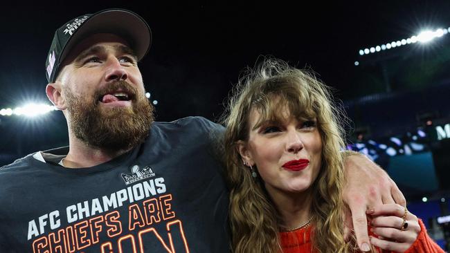 Travis Kelce and Taylor Swift. Picture: Getty Images via AFP