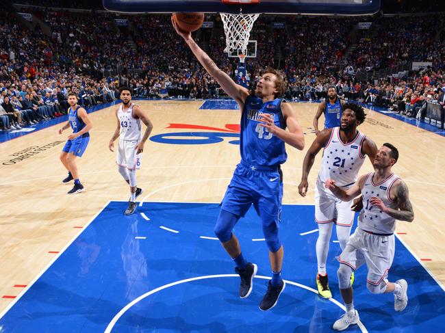 Boomers swingman Ryan Broekhoff faces an uncertain NBA future with the Philadelphia 76ers expected to waive his contract. Photo: Jesse D. Garrabrant/NBAE via Getty Images.