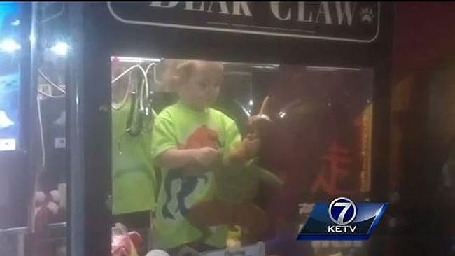 This boy ... was freed after he crawled into a claw machine in Nebraska. Picture: Supplie