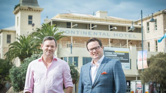 Julian Gerner and Nicholas Smedley outside the Continental Hotel, Sorrento.