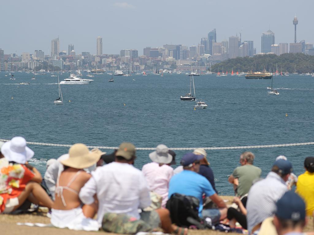 Crowds gather near Hornby Lighthouse on South Head before the start of the race. 2019 Sydney to Hobart Crowds watching the race as the Yachts pass through the heads. Picture: Rohan Kelly