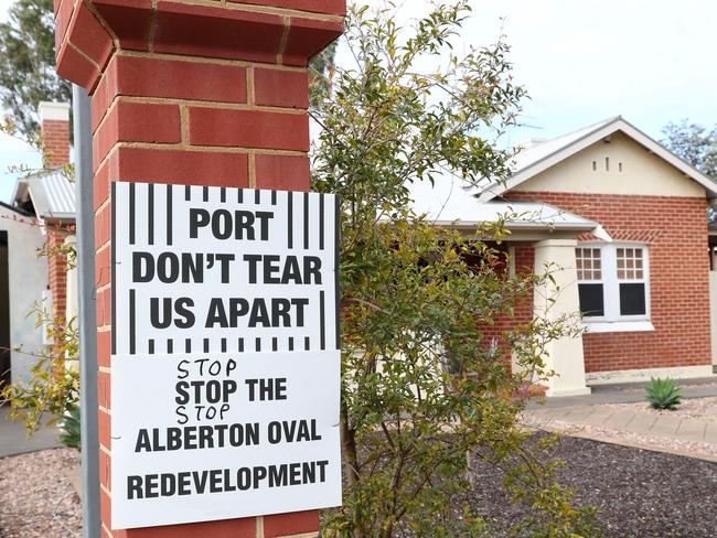 Nearby residents are worried and have adorned their fences with protest signs. Picture: Sarah Reed