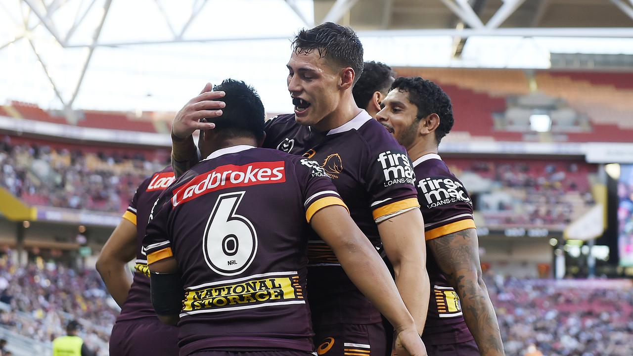 The Broncos take the lead after Anthony Milford scores. (Photo by Albert Perez/Getty Images)