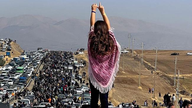 Thousands of protesters in Iran after the death of Mahsa Amini. Picture: UGC / AFP