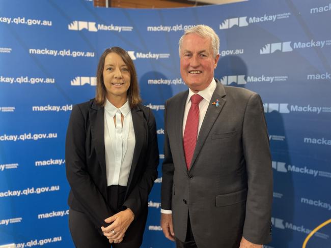 Mackay Regional Council deputy mayor Belinda Hassan and mayor Greg Williamson. Photo: Zoe Devenport