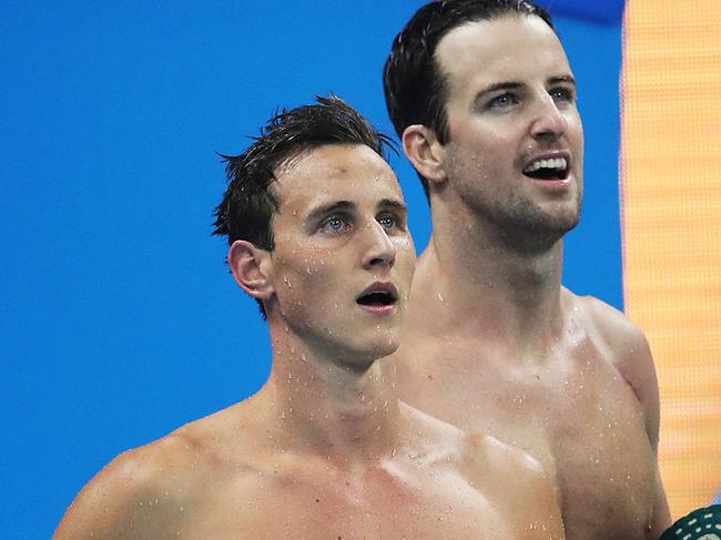 Australia's 4 x 100m Relay team Cameron McEvoy, James Magnussen, Kyle Chalmers and James Roberts finished with the bronze medal in the Final on Day 2 of the swimming at the Rio 2016 Olympic Games. Picture. Phil Hillyard