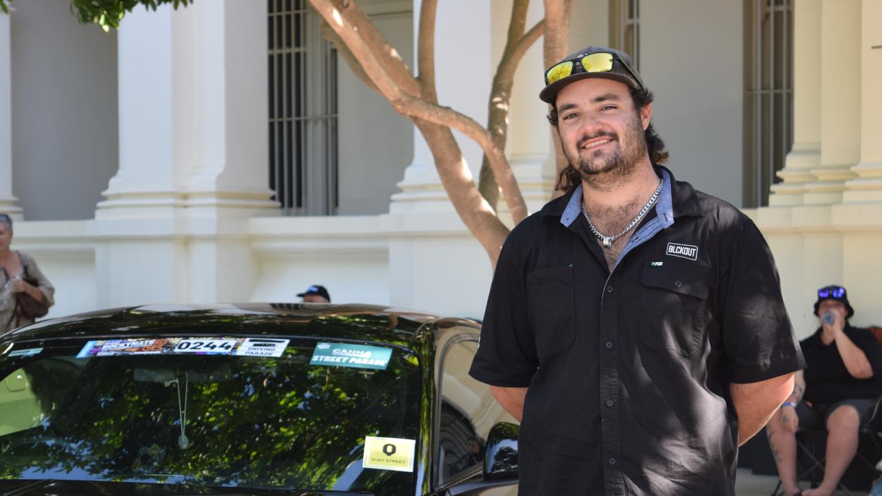 Liam Nolan and his car at the Rockynats in the CBD on Sunday, April 17.