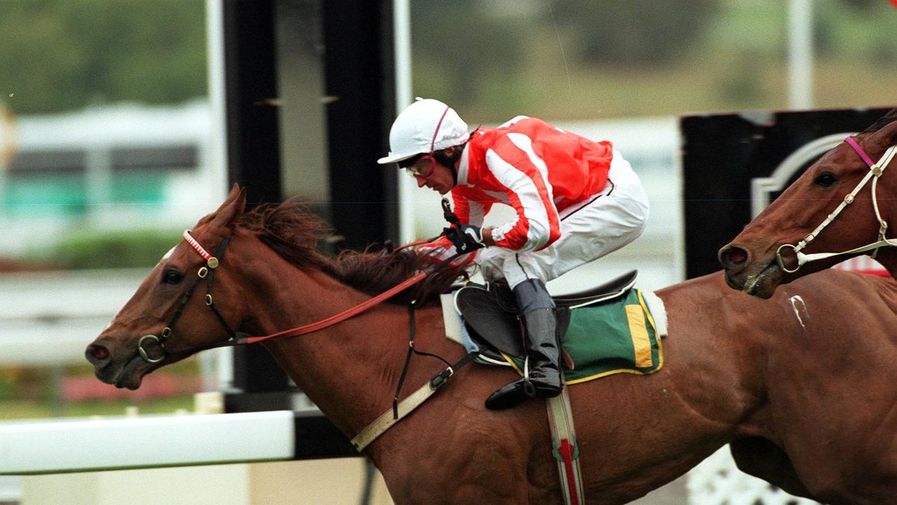 Racehorse Mamzelle Pedrille winning Race 7 at Randwick, jockey Len (Mick) Dittman. 28/09/96.
  Turf A/CT