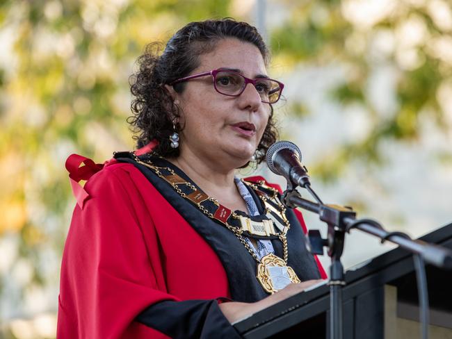 Mayor Athina Pascoe-Bell at the Freedom of Entry through Palmerston on Friday. Picture: Pema Tamang Pakhrin