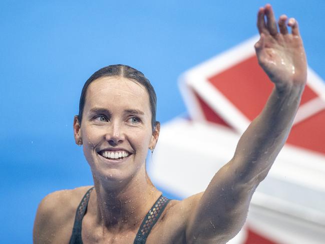 TOKYO, JAPAN - JULY 30:  Emma McKeon of Australia after winning the gold medal in the 100m Freestyle for Women during the Swimming Finals at the Tokyo Aquatic Centre at the Tokyo 2020 Summer Olympic Games on July 30, 2021 in Tokyo, Japan. (Photo by Tim Clayton/Corbis via Getty Images)