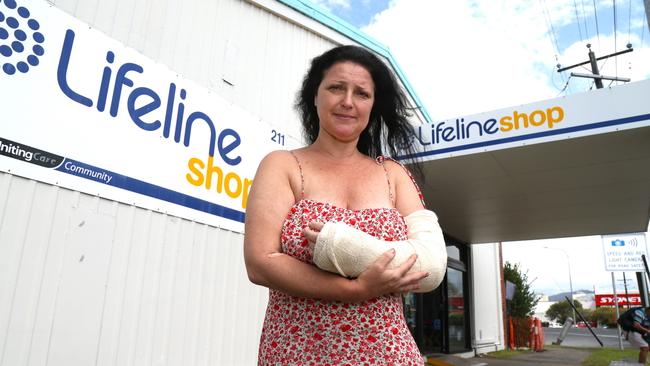 Mary Deloren returned to the scene of an alleged assault and attempted robbery outside the Lifeline op shop on Bunda St at the weekend. Picture: Peter Carruthers