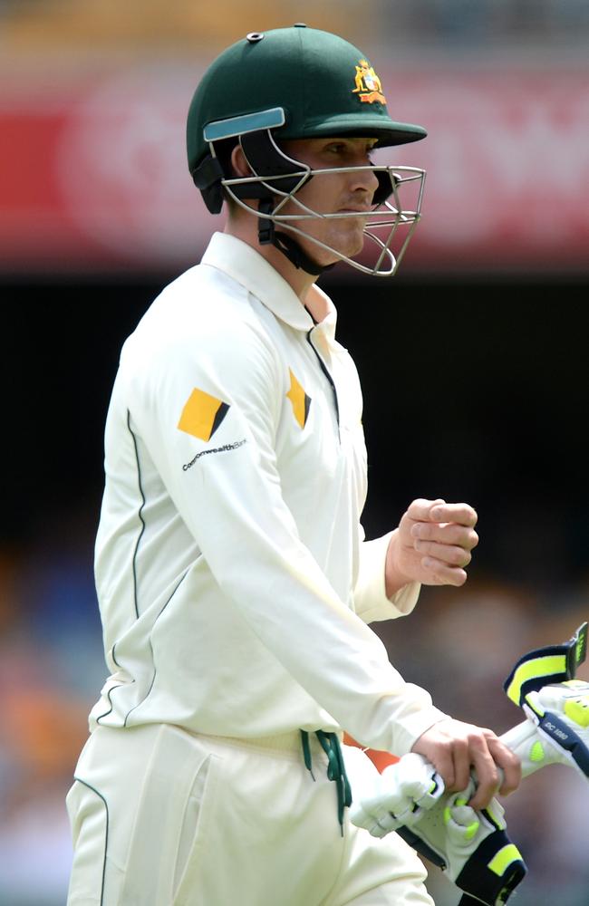 Nic Maddison walks off the Gabba after scoring one in the first innings against Pakistan. Picture: Getty Images