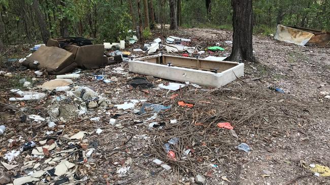 Some of the rubbish strewn across the bushland.