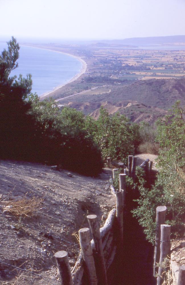 An Australian trench on The Nek, overlooking Suvla Bay, Gallipoli.