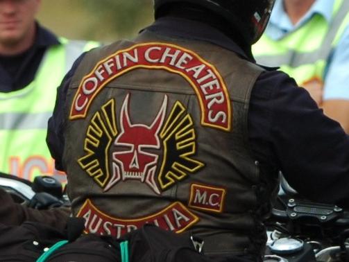 NEWS: Members of the Coffin Cheaters bikie gang are stopped by police on the Bruce Highway near Alligator Creek.