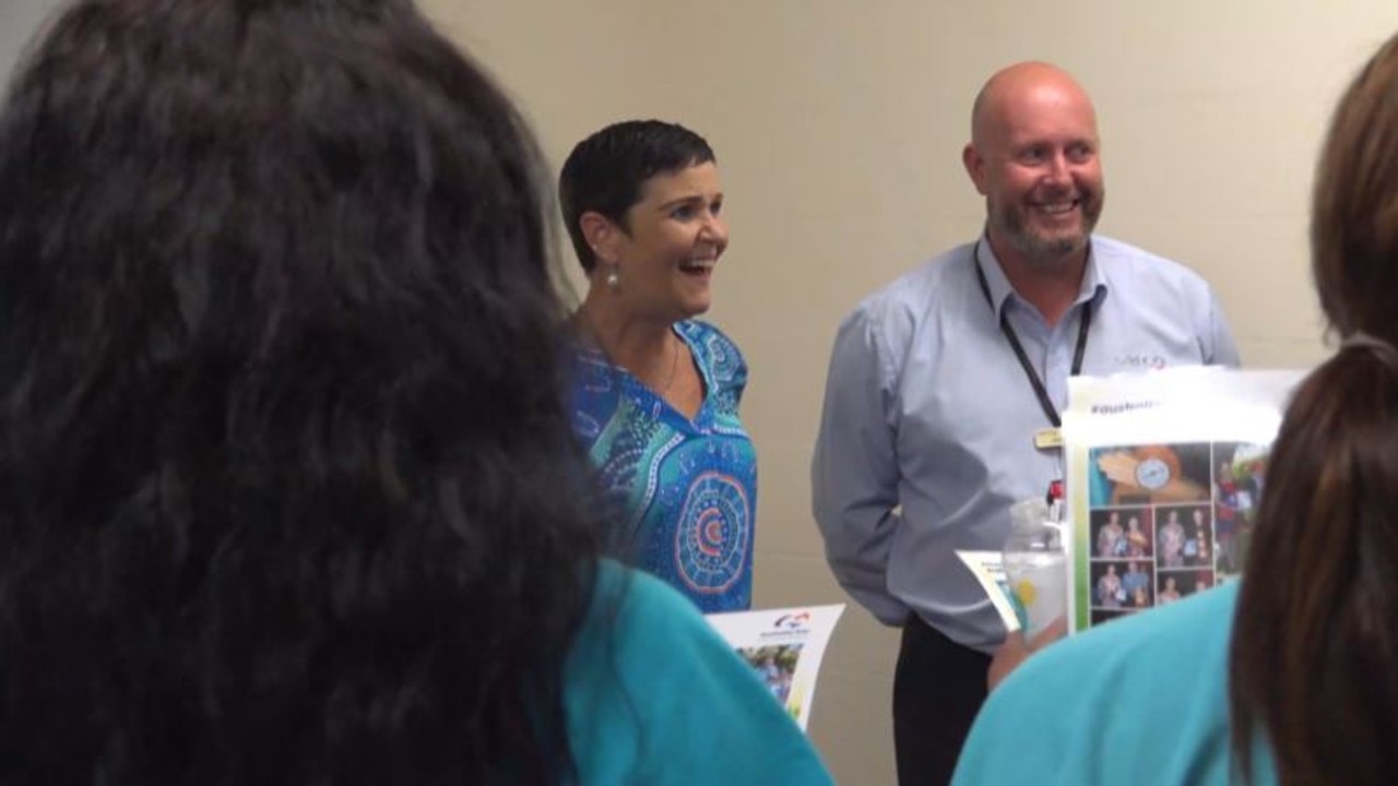 LVRC Mayor Tanya Milligan and Southern Queensland Correctional Centre Prison Director, Nick Rowe thank the women prisoners at SQCC for their work. Photo: Supplied.