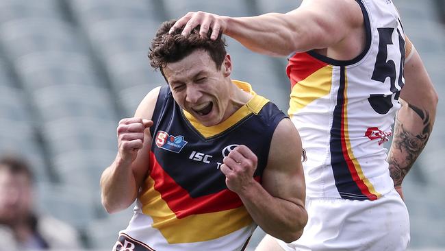 James Mathews celebrates a goal during the semi final against Norwood. Picture: Sarah Reed