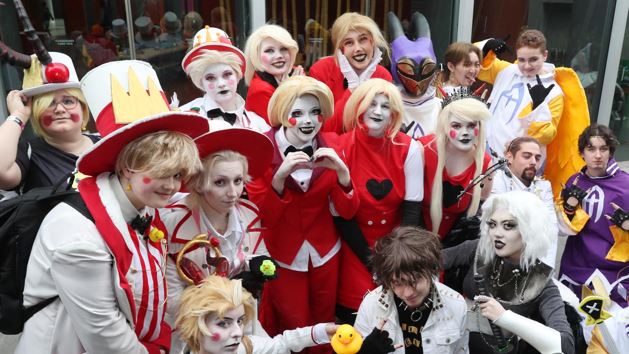 Of course, it’s not a Hazbin Hotel group cosplay without some Adam’s crashing in. Picture: NCA NewsWire / David Crosling