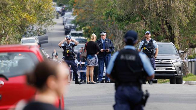 Police at the shooting scene on Alexander Ave Willoughby. Picture: NCA NewsWire / David Swift